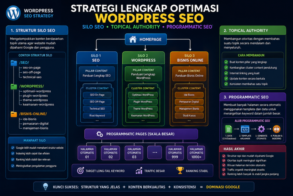 Strategi Lengkap Optimasi WordPress Silo SEO, Topical Authority, dan Programmatic SEO untuk Ranking Google